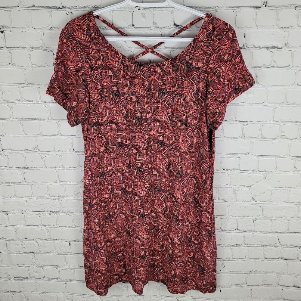 ALCHEMY | pattern scoop neck short sleeve pocket tunic dress